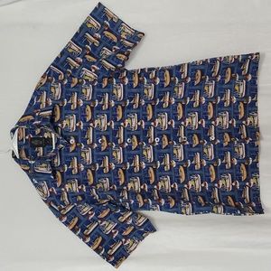 GUY BUFFET Sailboats Print Shirt Size M